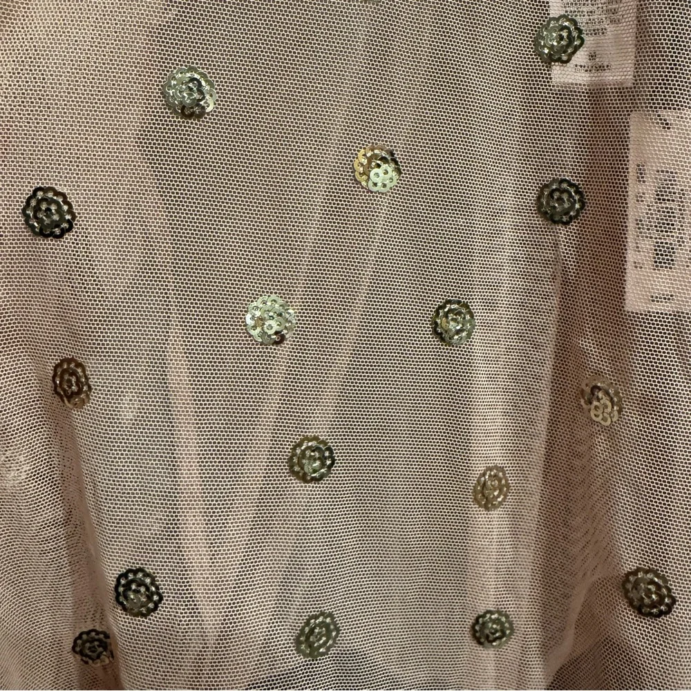 NWT Victoria’s Secret Bodysuit Sheer Peach Gold Sequin Dots Size M